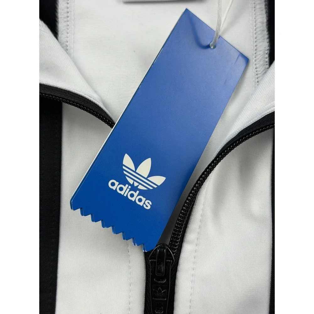 NWT New Adidas Track Jacket Zip Bailer TT ED6252 White/Black Tricot Small READ